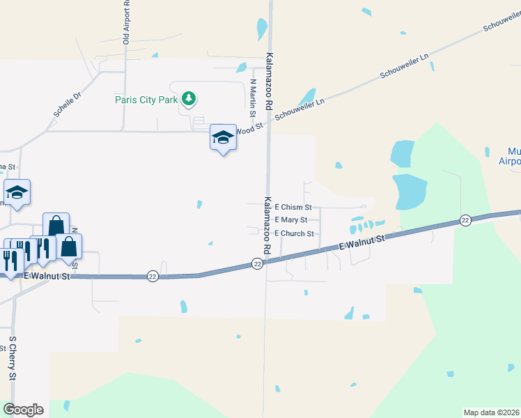 map of restaurants, bars, coffee shops, grocery stores, and more near 306a Kalamazoo Road in Paris