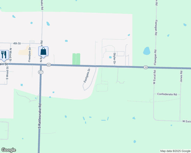 map of restaurants, bars, coffee shops, grocery stores, and more near 627 Eastgate Drive in Charleston