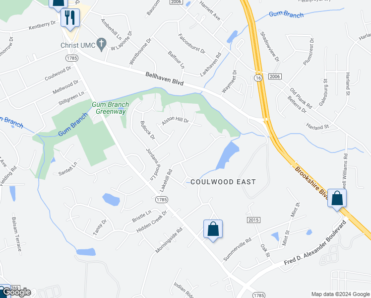 map of restaurants, bars, coffee shops, grocery stores, and more near in Charlotte