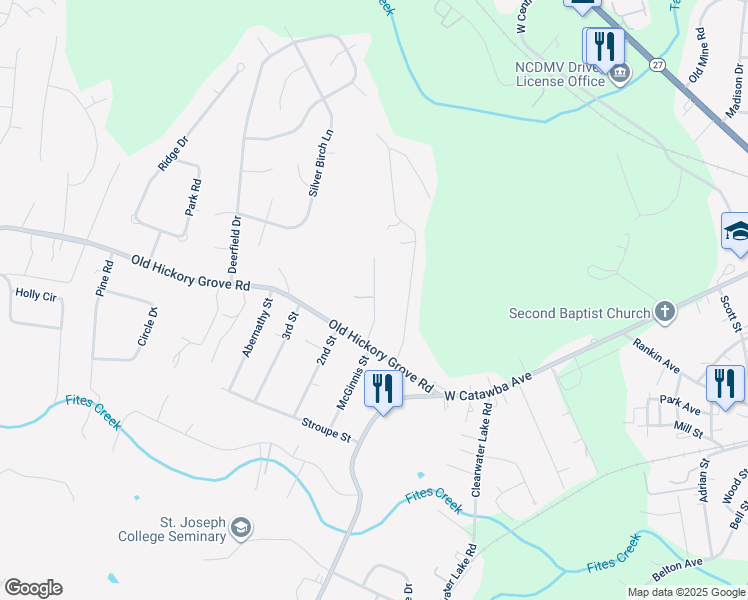 map of restaurants, bars, coffee shops, grocery stores, and more near Lance Street in Mount Holly