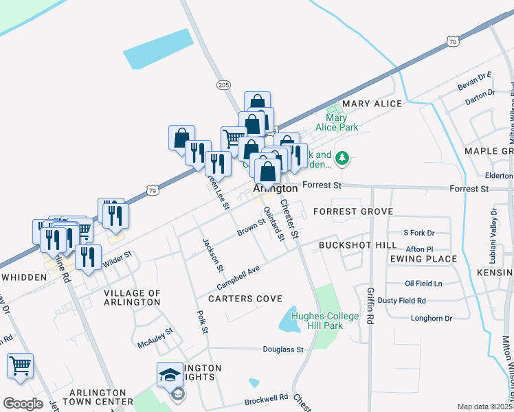 map of restaurants, bars, coffee shops, grocery stores, and more near 11985 Walker Street in Arlington
