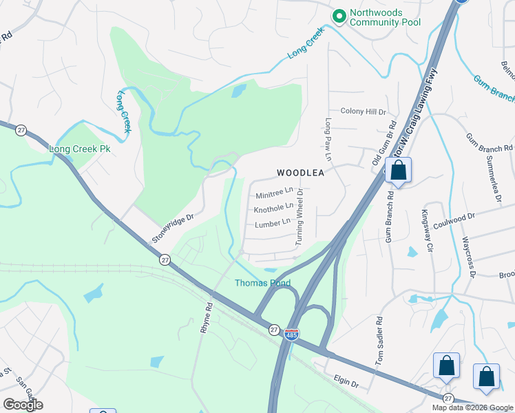 map of restaurants, bars, coffee shops, grocery stores, and more near 543 Knothole Lane in Charlotte