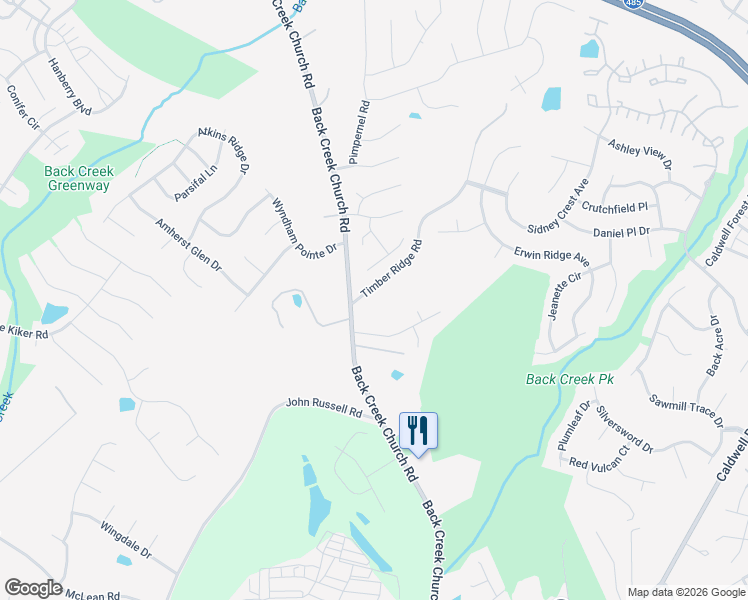 map of restaurants, bars, coffee shops, grocery stores, and more near 11328 Timber Ridge Road in Charlotte