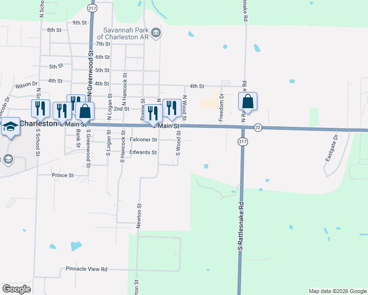 map of restaurants, bars, coffee shops, grocery stores, and more near 317 South Wood Street in Charleston