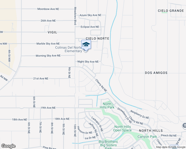 map of restaurants, bars, coffee shops, grocery stores, and more near 1100 Sand Dune Road Northeast in Rio Rancho