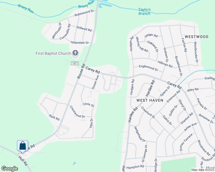 map of restaurants, bars, coffee shops, grocery stores, and more near 5b Will O Wisp Arms in Kinston