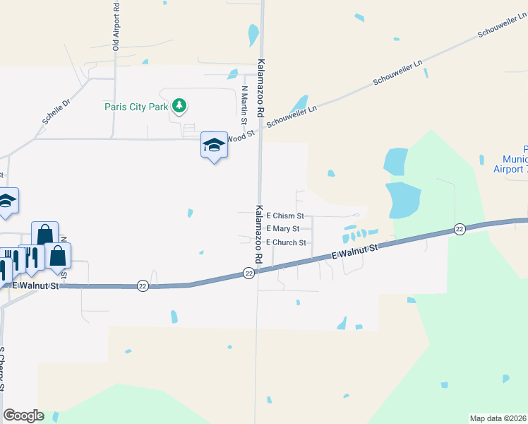 map of restaurants, bars, coffee shops, grocery stores, and more near 306a Kalamazoo Road in Paris