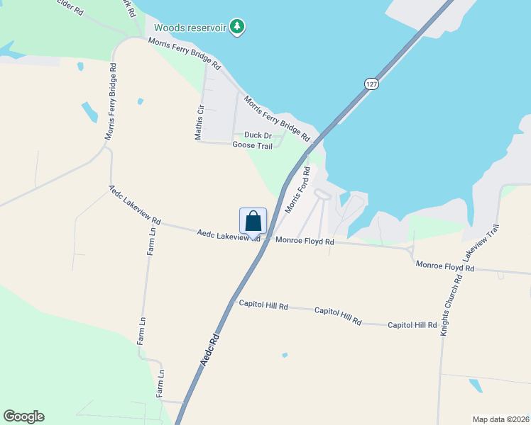 map of restaurants, bars, coffee shops, grocery stores, and more near 34 Aedc Lakeview Road in Estill Springs