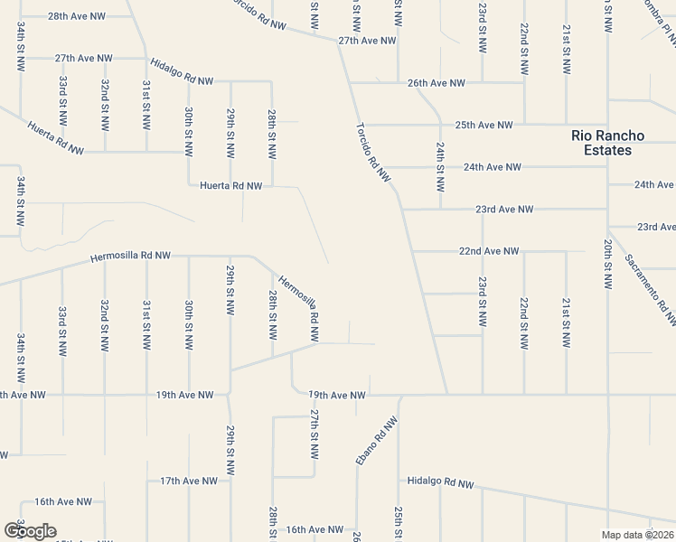 map of restaurants, bars, coffee shops, grocery stores, and more near Huerta Road Northwest in Rio Rancho