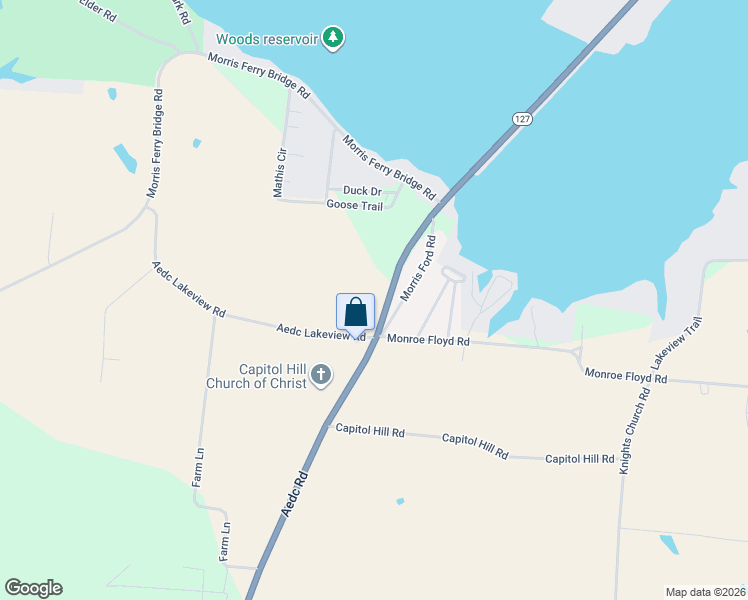 map of restaurants, bars, coffee shops, grocery stores, and more near 34 Aedc Lakeview Road in Estill Springs