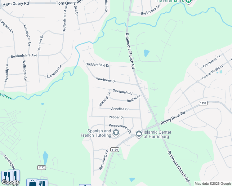 map of restaurants, bars, coffee shops, grocery stores, and more near 4846 Benhill Drive in Harrisburg