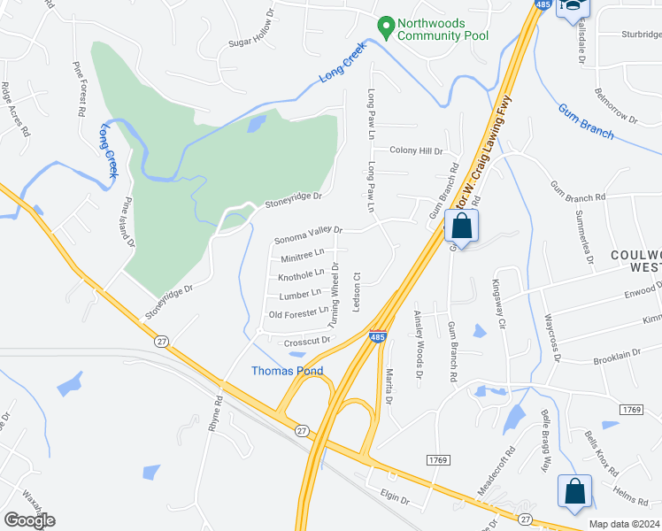 map of restaurants, bars, coffee shops, grocery stores, and more near 402 Knothole Lane in Charlotte