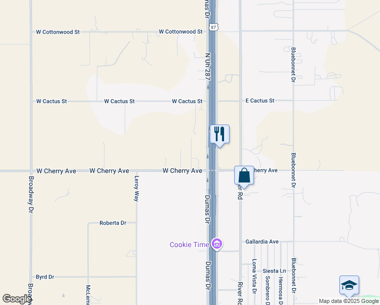 map of restaurants, bars, coffee shops, grocery stores, and more near 106 West Cherry Avenue in Amarillo