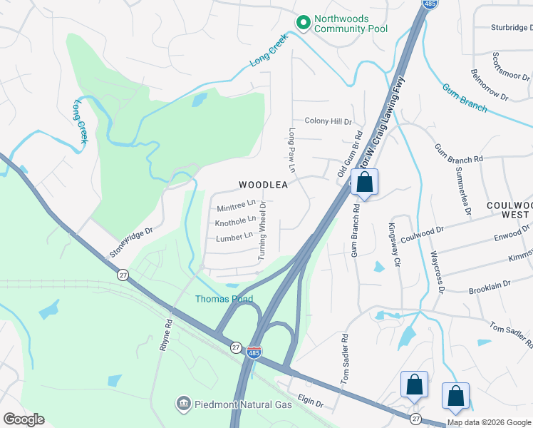 map of restaurants, bars, coffee shops, grocery stores, and more near 9337 Turning Wheel Drive in Charlotte