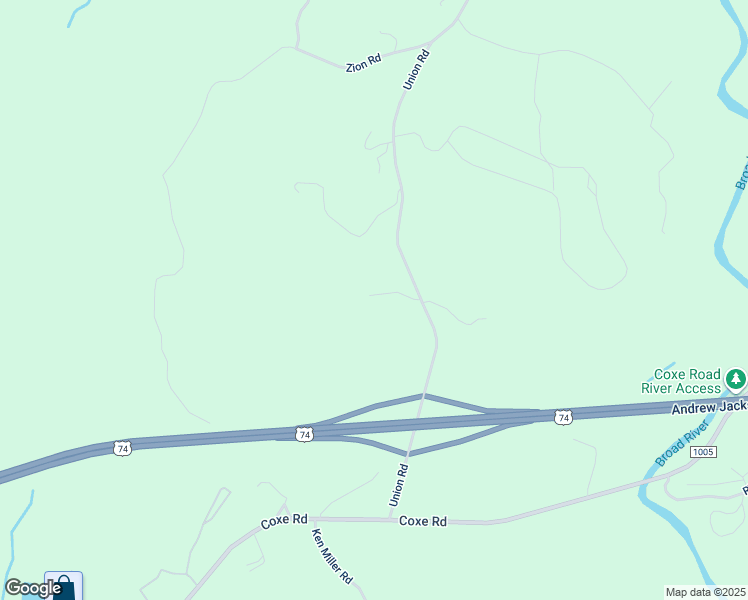 map of restaurants, bars, coffee shops, grocery stores, and more near 2582 Union Road in Rutherfordton