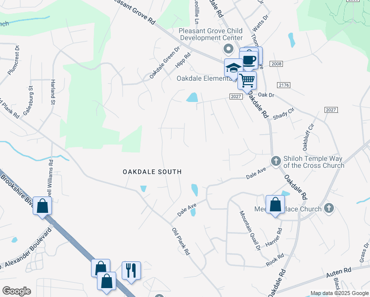 map of restaurants, bars, coffee shops, grocery stores, and more near 6621 Commack Drive in Charlotte