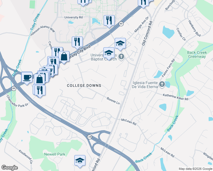 map of restaurants, bars, coffee shops, grocery stores, and more near 9242 Nash Avenue in Charlotte