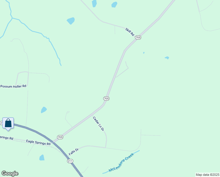 map of restaurants, bars, coffee shops, grocery stores, and more near North Carolina 705 in Eagle Springs