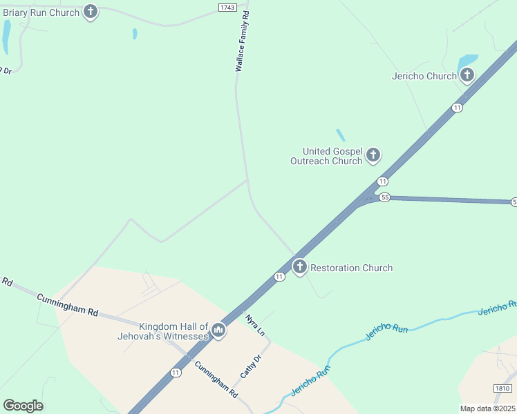 map of restaurants, bars, coffee shops, grocery stores, and more near 2215 Wallace Family Road in Kinston
