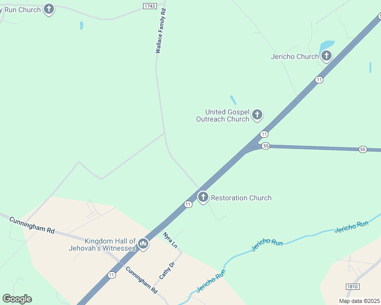 map of restaurants, bars, coffee shops, grocery stores, and more near 2215 Wallace Family Road in Kinston