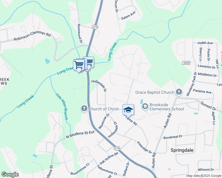 map of restaurants, bars, coffee shops, grocery stores, and more near 2319 Wellington Drive in Gastonia