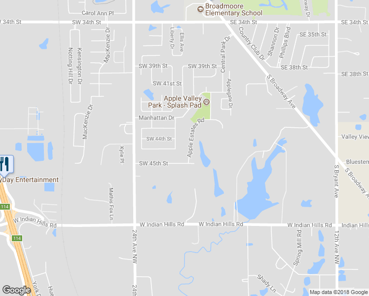 map of restaurants, bars, coffee shops, grocery stores, and more near 4523 Apple Estates Road in Moore