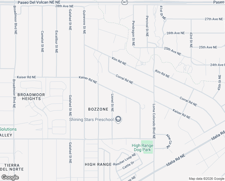 map of restaurants, bars, coffee shops, grocery stores, and more near Kaiser Road Northeast in Rio Rancho