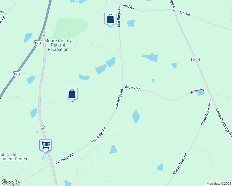 map of restaurants, bars, coffee shops, grocery stores, and more near 480 Star Ridge Road in Carthage