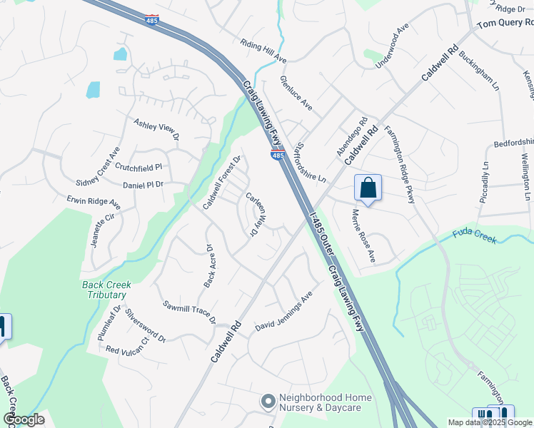 map of restaurants, bars, coffee shops, grocery stores, and more near 13648 Carleen Way Drive in Charlotte