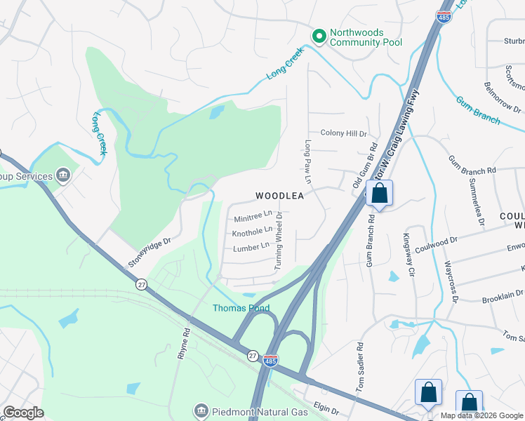 map of restaurants, bars, coffee shops, grocery stores, and more near 222 Minitree Lane in Charlotte