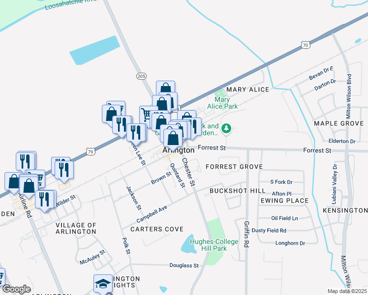 map of restaurants, bars, coffee shops, grocery stores, and more near in Arlington