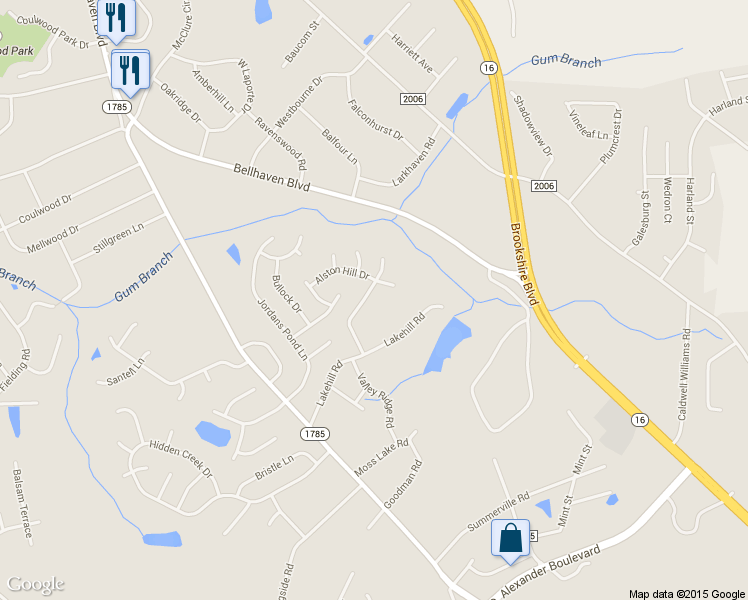 map of restaurants, bars, coffee shops, grocery stores, and more near 7026 Red Bud Circle in Charlotte