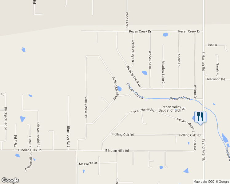 map of restaurants, bars, coffee shops, grocery stores, and more near 17251 Rolling Meadows in Cleveland County