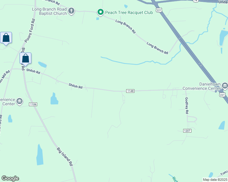 map of restaurants, bars, coffee shops, grocery stores, and more near Shiloh Road in Forest City