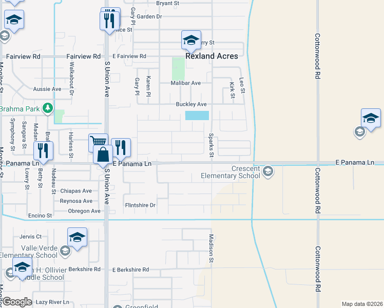 map of restaurants, bars, coffee shops, grocery stores, and more near 700 Candia Avenue in Bakersfield