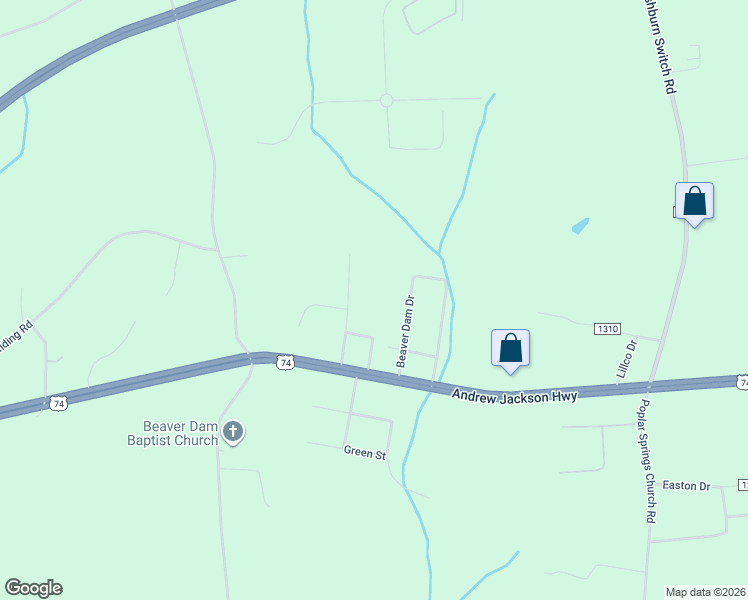 map of restaurants, bars, coffee shops, grocery stores, and more near 120 Blackhawk Drive in Shelby