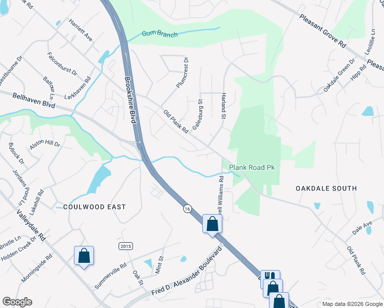map of restaurants, bars, coffee shops, grocery stores, and more near 6625 Old Plank Road in Charlotte