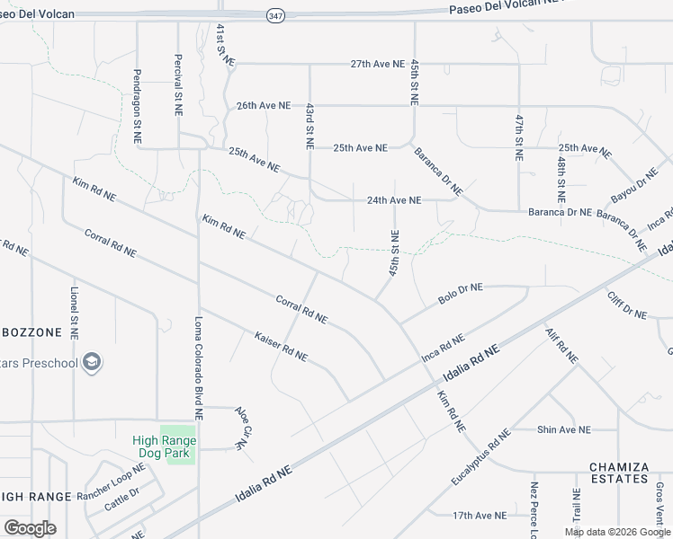 map of restaurants, bars, coffee shops, grocery stores, and more near 44th Court Northeast in Rio Rancho