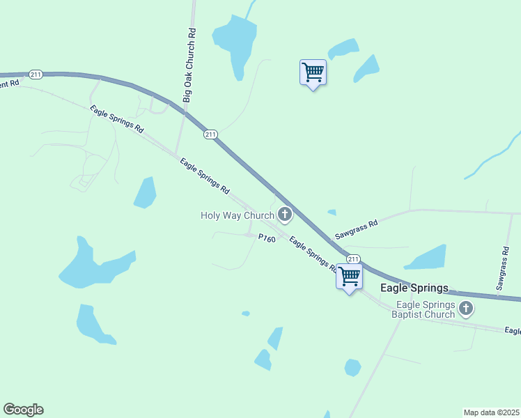 map of restaurants, bars, coffee shops, grocery stores, and more near 896 Eagle Springs Road in Eagle Springs