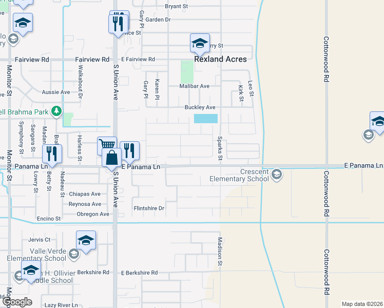 map of restaurants, bars, coffee shops, grocery stores, and more near 700 Candia Avenue in Bakersfield