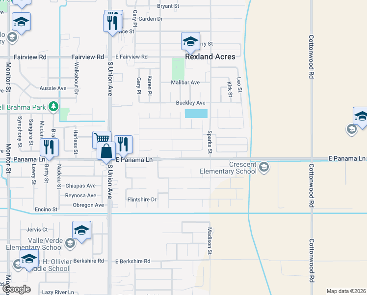 map of restaurants, bars, coffee shops, grocery stores, and more near 700 Candia Avenue in Bakersfield