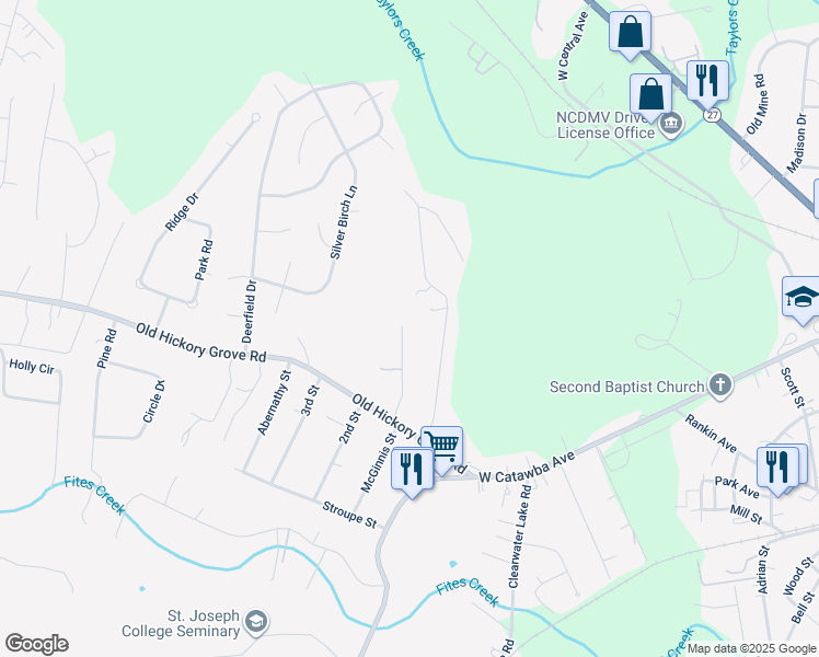 map of restaurants, bars, coffee shops, grocery stores, and more near Lance Street in Mount Holly