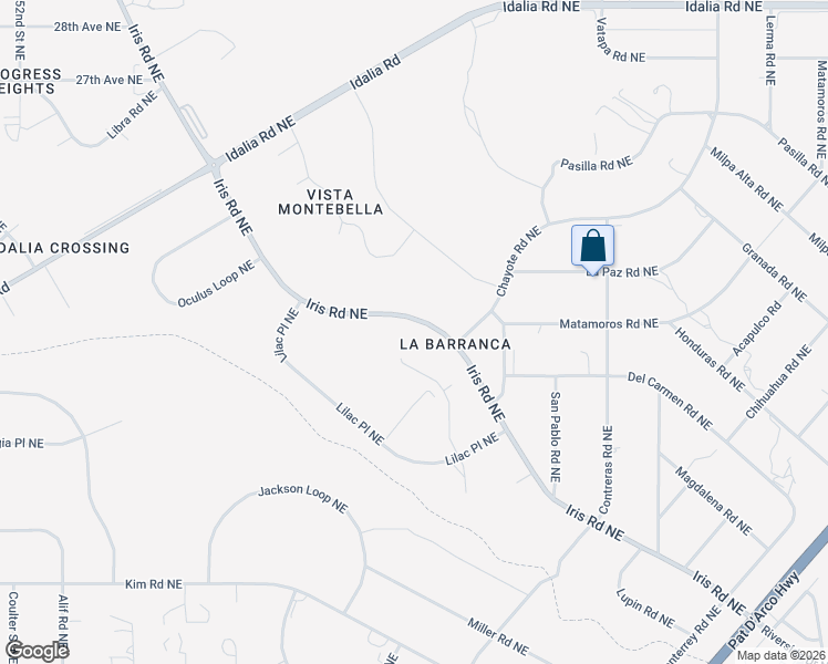map of restaurants, bars, coffee shops, grocery stores, and more near 5660 Iris Road Northeast in Rio Rancho