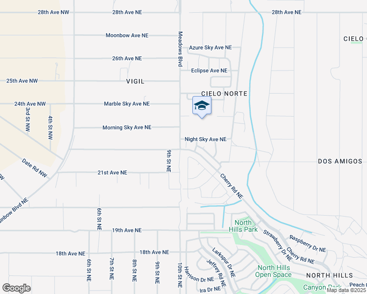 map of restaurants, bars, coffee shops, grocery stores, and more near 2302 Estrella Court NorthEast in Rio Rancho