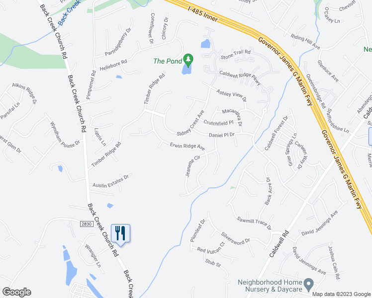 map of restaurants, bars, coffee shops, grocery stores, and more near 11531 Erwin Ridge Avenue in Charlotte