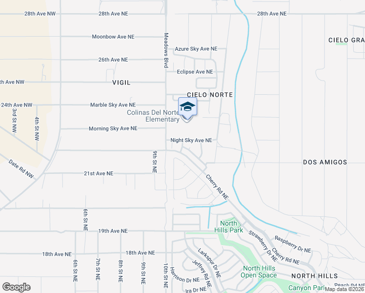 map of restaurants, bars, coffee shops, grocery stores, and more near 1100 Sand Dune Road Northeast in Rio Rancho