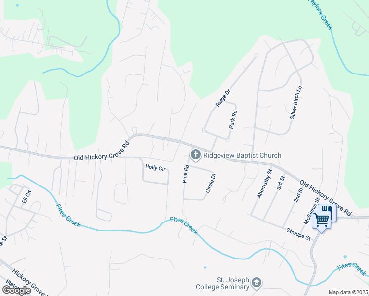 map of restaurants, bars, coffee shops, grocery stores, and more near 1607 Old Hickory Grove Road in Mount Holly