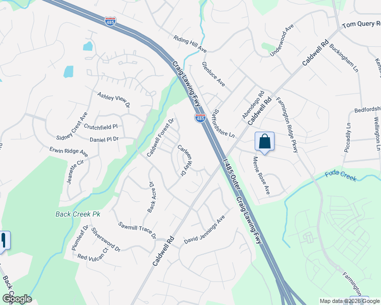 map of restaurants, bars, coffee shops, grocery stores, and more near 13648 Carleen Way Drive in Charlotte