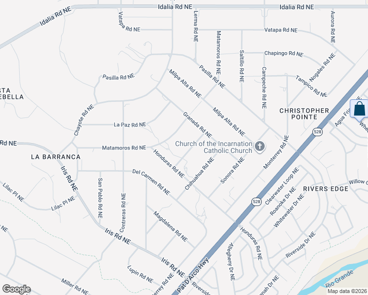 map of restaurants, bars, coffee shops, grocery stores, and more near 2167 Acapulco Road Northeast in Rio Rancho