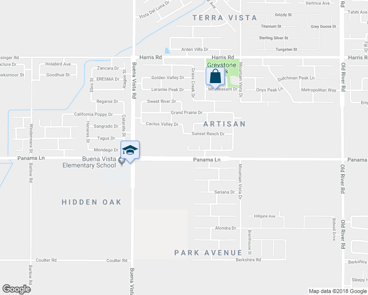 map of restaurants, bars, coffee shops, grocery stores, and more near 6313 Lost Peak Court in Bakersfield